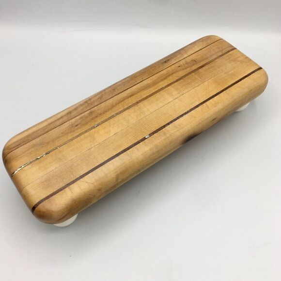 Repurposed Wood Cutting Board Riser Vintage Ball Knob Feet - Picture 4 of 16